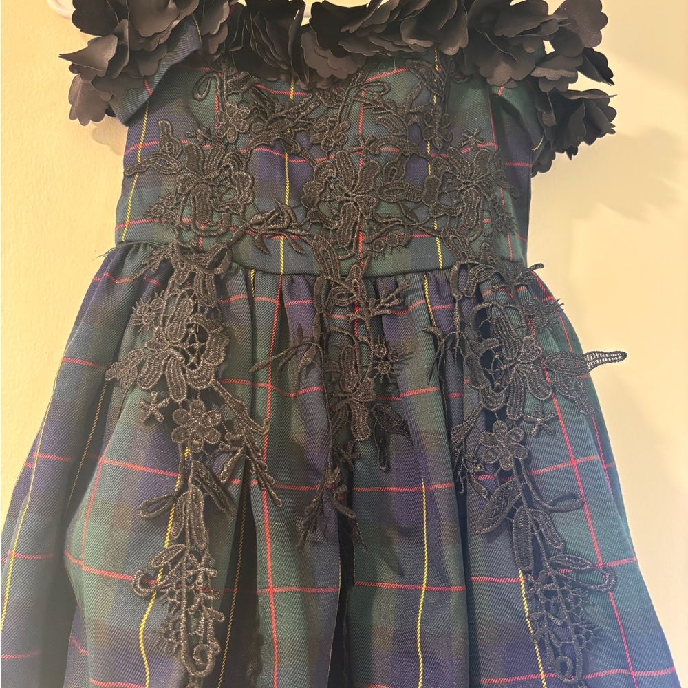 Floral Plaid Dress with Lace Accents Trish Scully